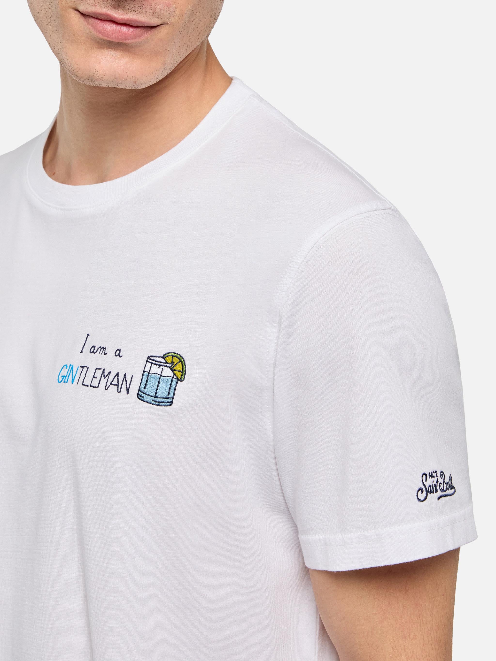 Tシャツ・カットソー MC2 SAINT BARTH Portofino organic cotton t-shirt Bianco Cotton T-shirt with Portofino postcard print – MC2 Saint Barth
