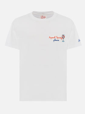 Classic fit cotton jersey t-shirt Portofino with Aperol Spritz, please embroidery | APEROL SPECIAL EDITION - MC2 Saint Barth