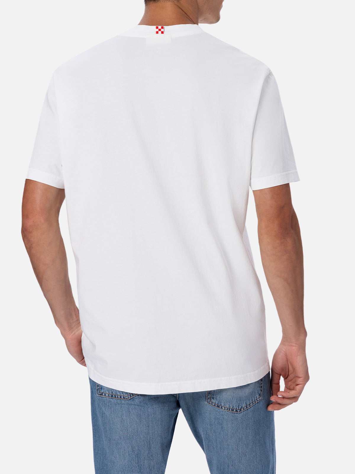 T-shirt da uomo classic fit in jersey di cotone Portofino con ricamo aperitivo Formentera