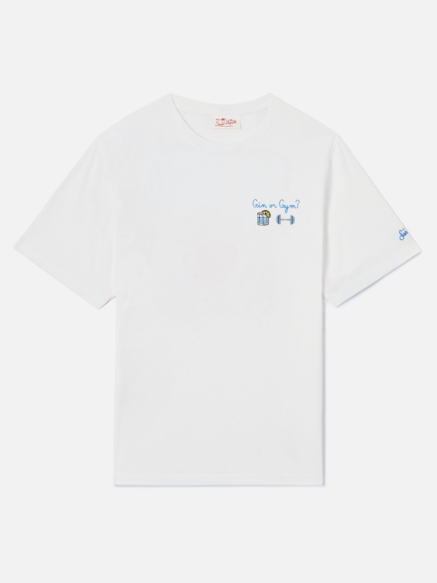 T-shirt Portofino bianca con ricamo Gin Or Gym?