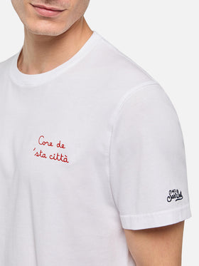 Classic fit cotton jersey t-shirt Portofino with Core de 'sta città embroidery | AS ROMA SPECIAL EDITION