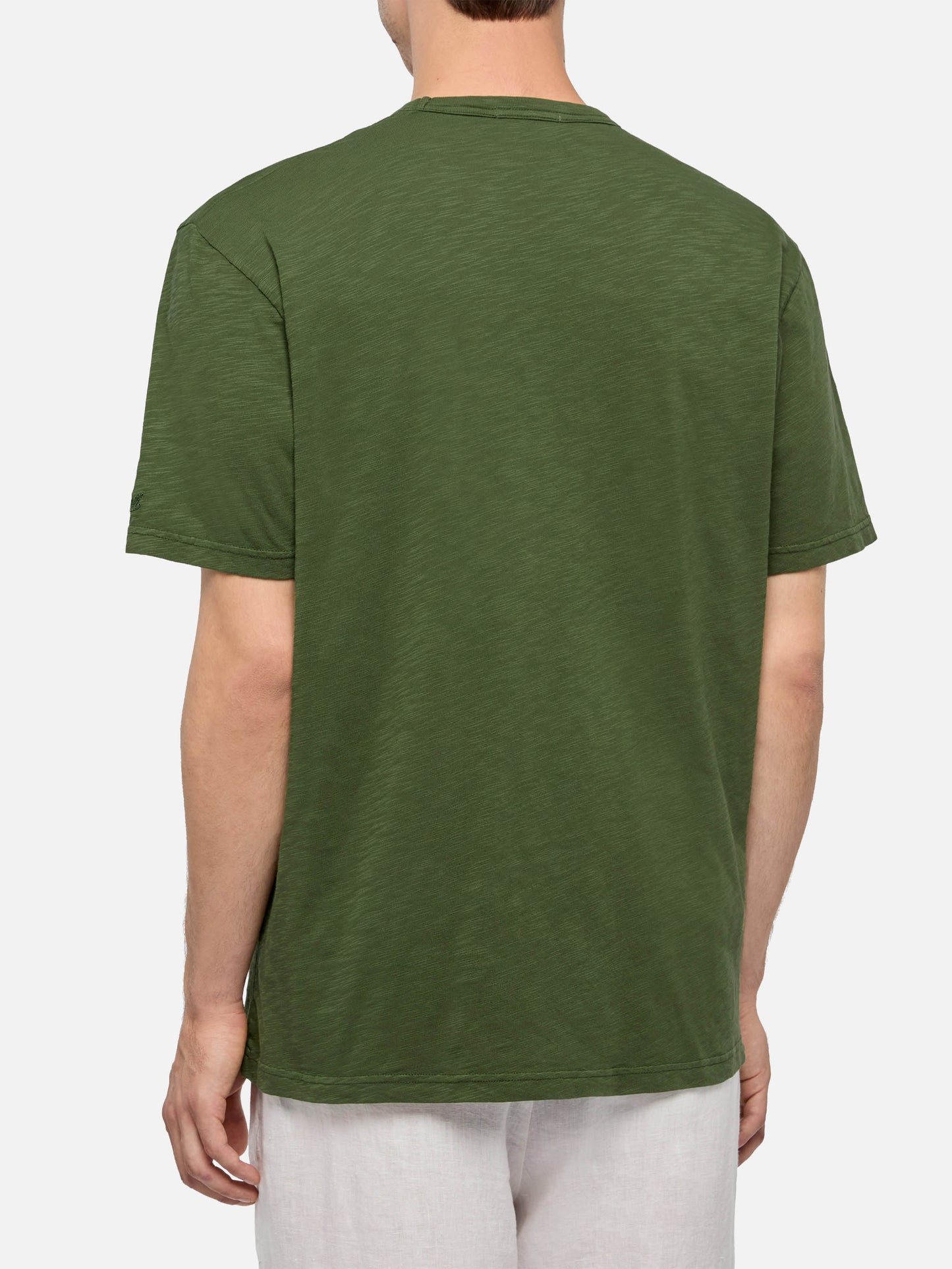Military green flamed cotton t-shirt President with embroidery - MC2 Saint Barth