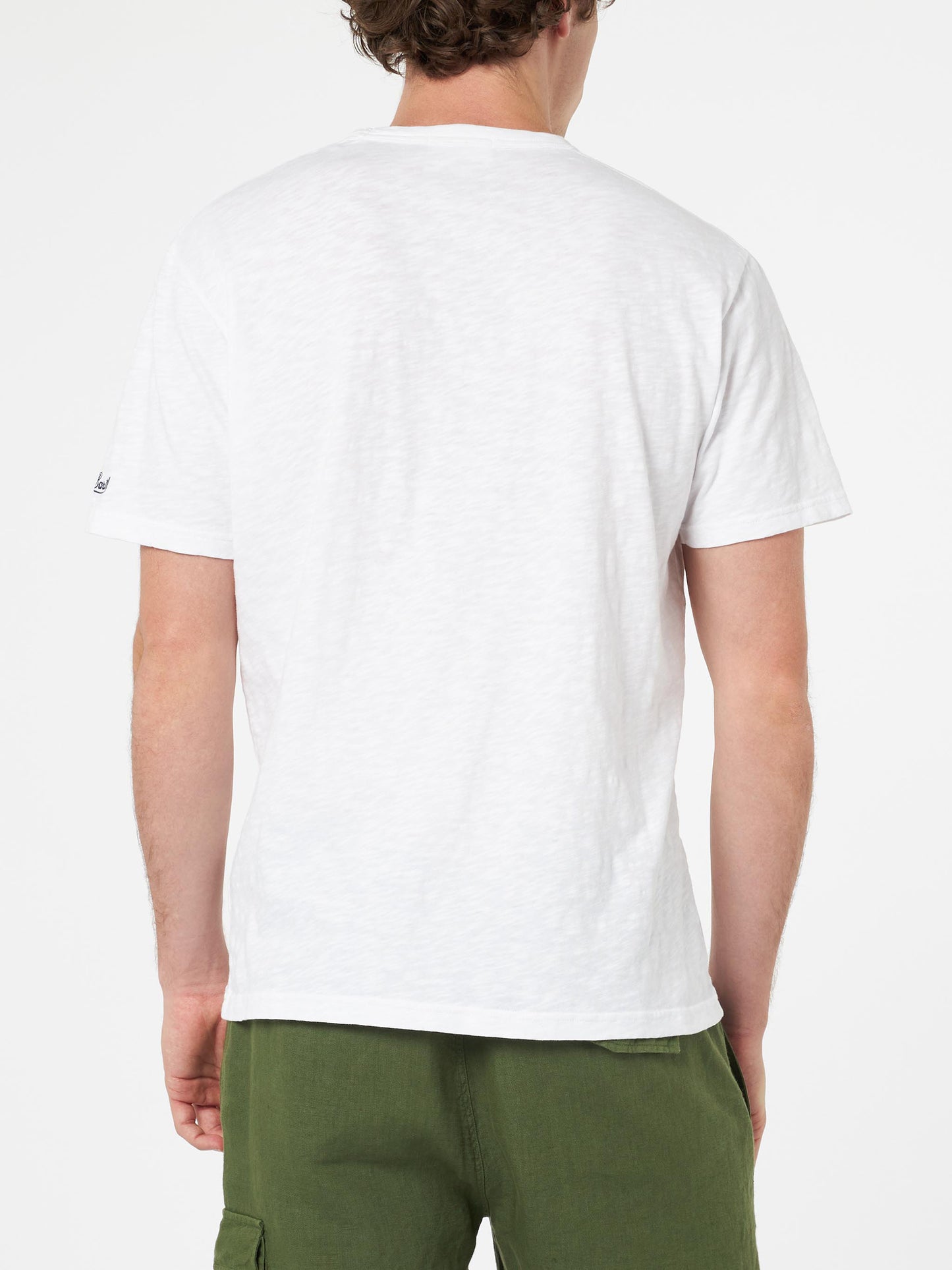 White flamed cotton t-shirt President with embroidery