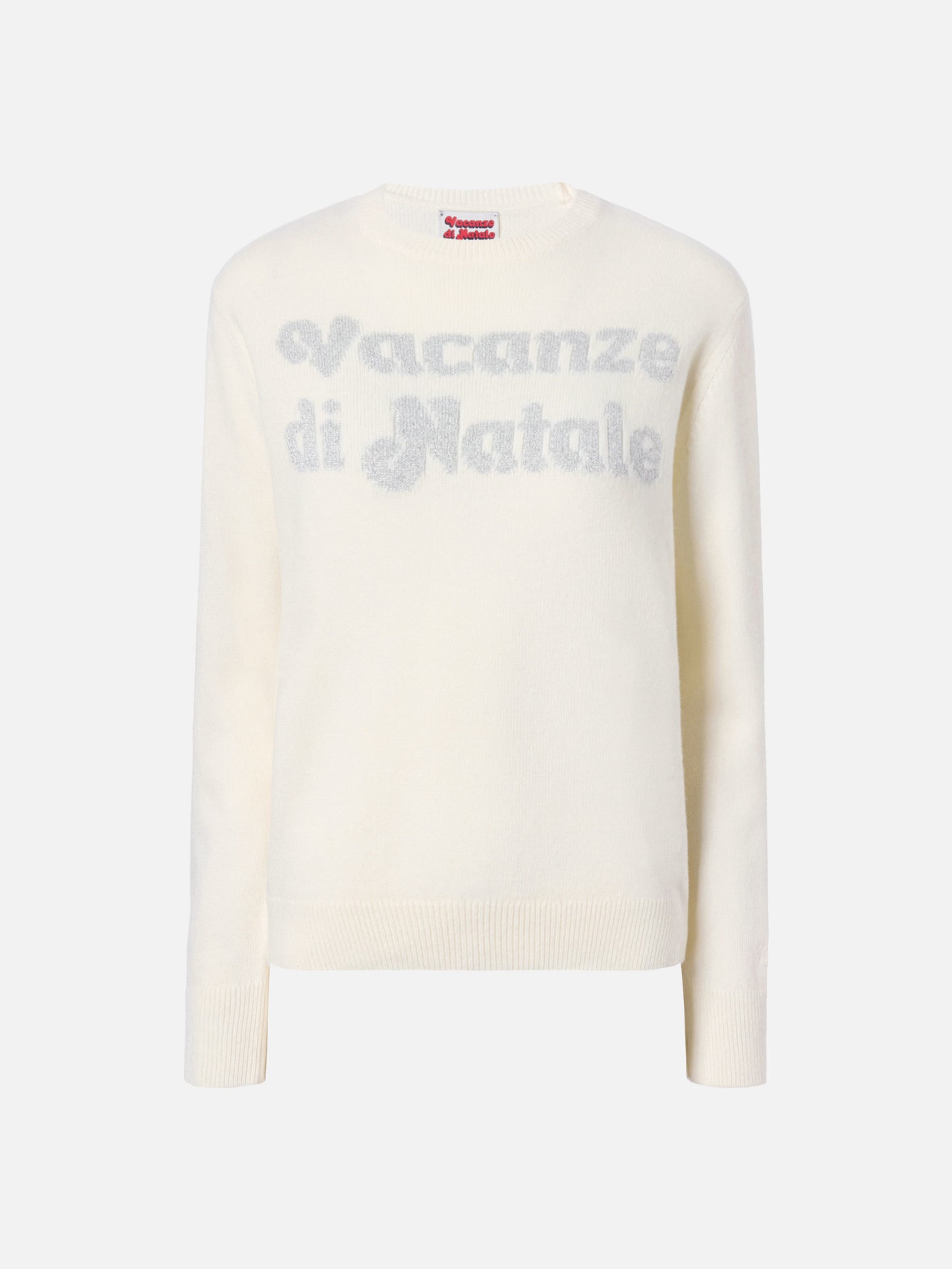 Maglione New Queen in misto cashmere bianco con jacquard Vacanze di Natale | VACANZE DI NATALE SPECIAL EDITION