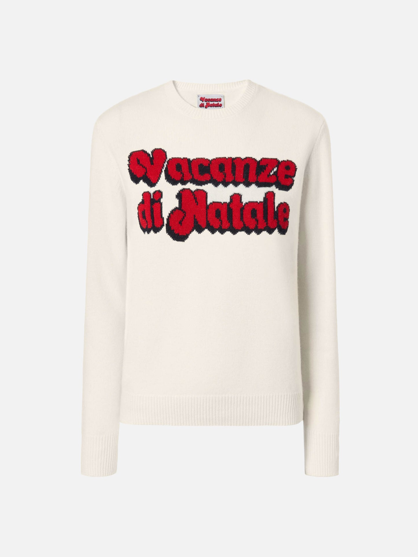 Maglione New Queen in misto cashmere bianco con jacquard Vacanze di Natale | VACANZE DI NATALE SPECIAL EDITION