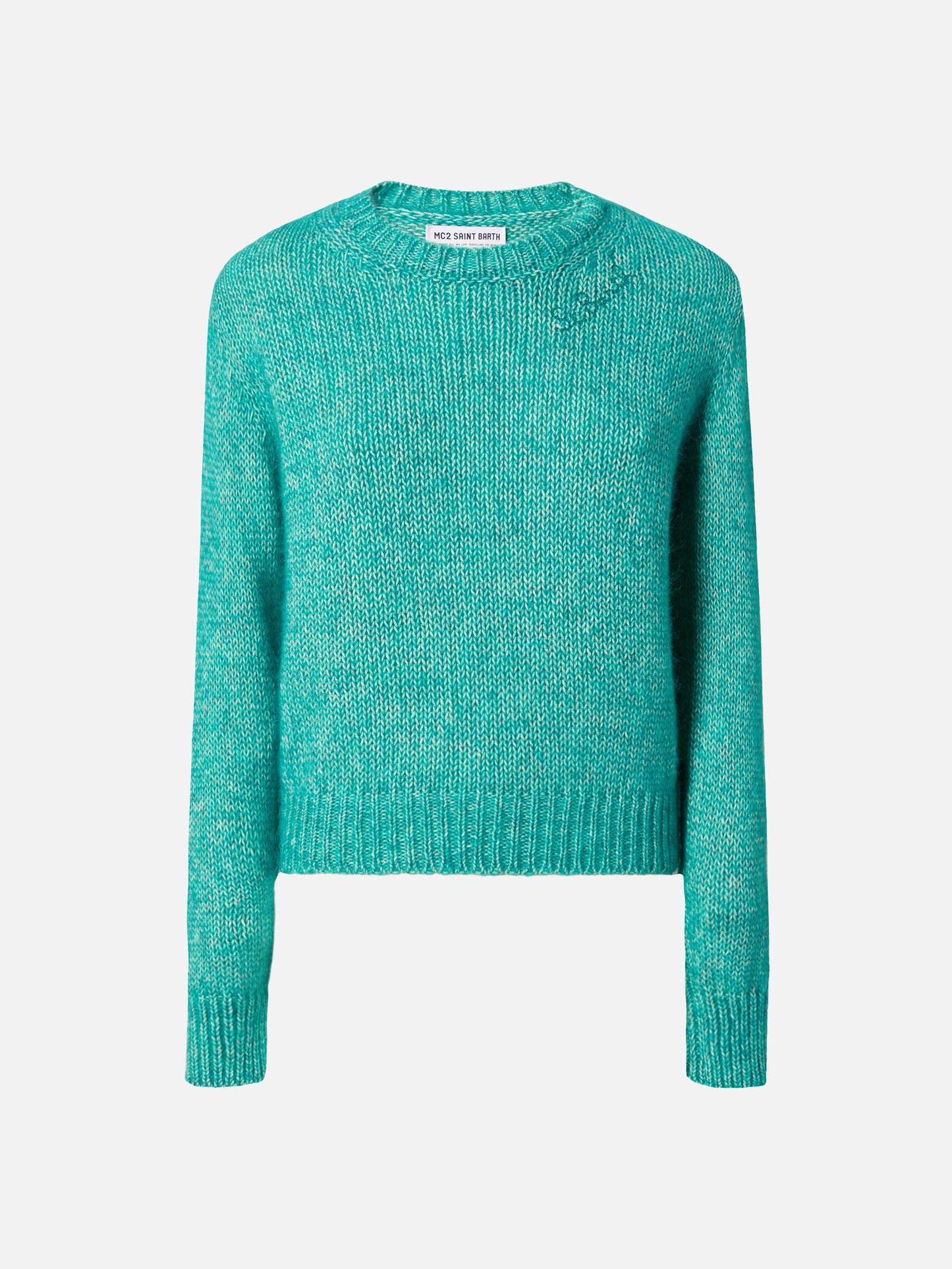 New Queen Crop Soft crewneck with St. Barth embroidery