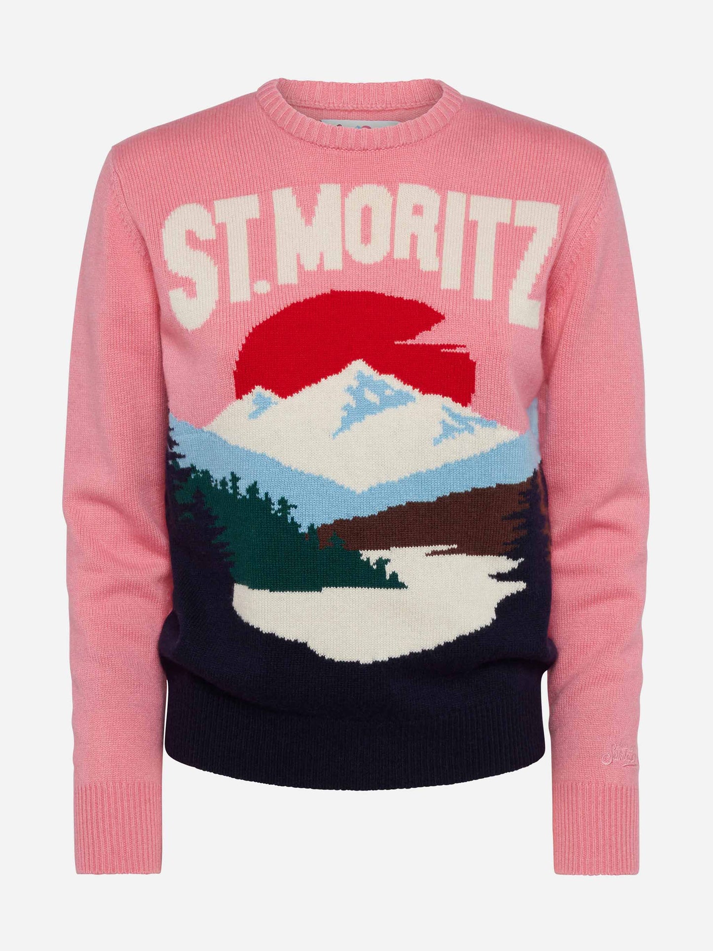 Woman pink sweater New Queen St. Moritz postcard print - MC2 Saint Barth