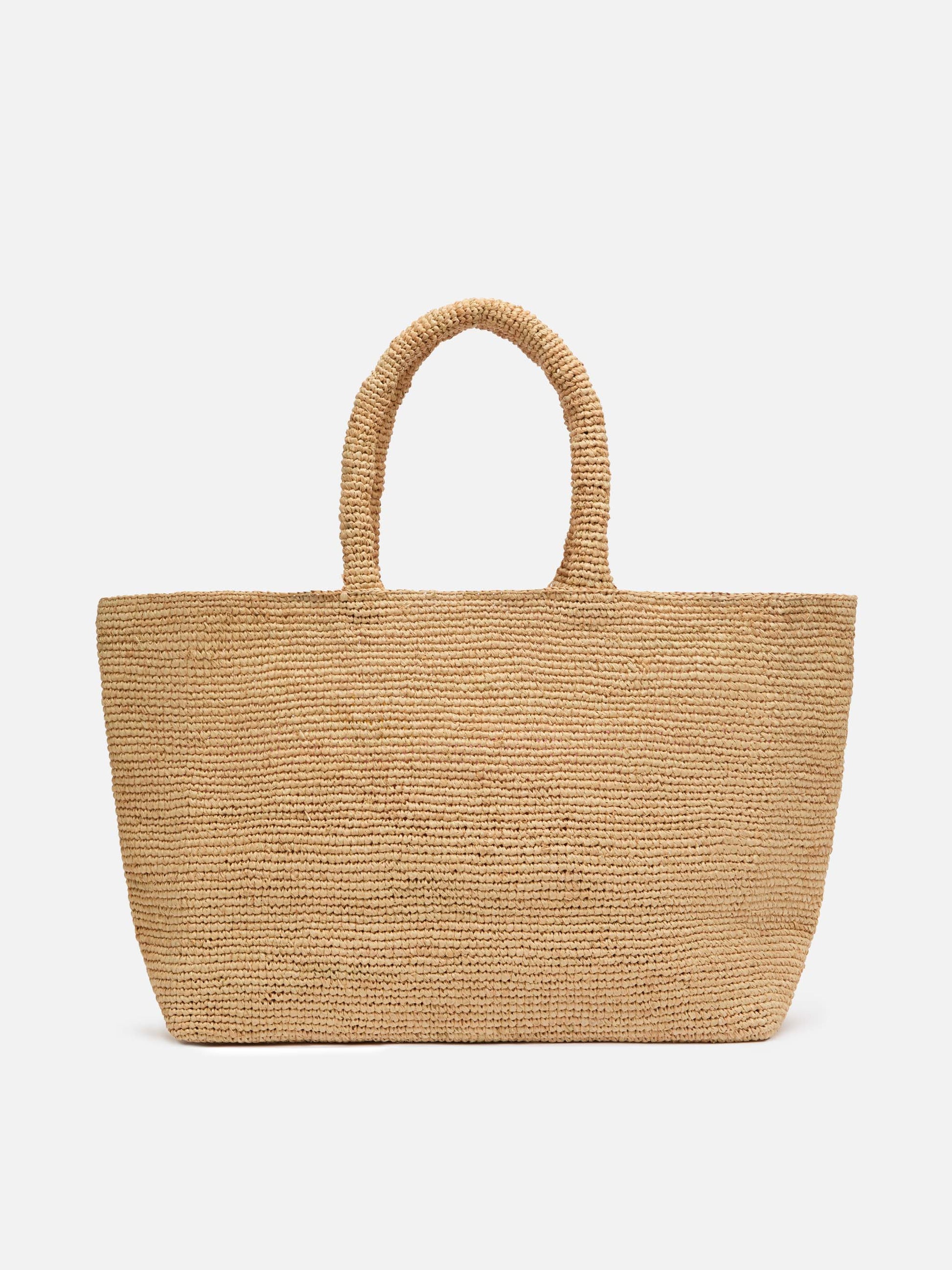 Beige Raffia Beach bag with cotton pouch and Ibiza embroidery - MC2 Saint Barth