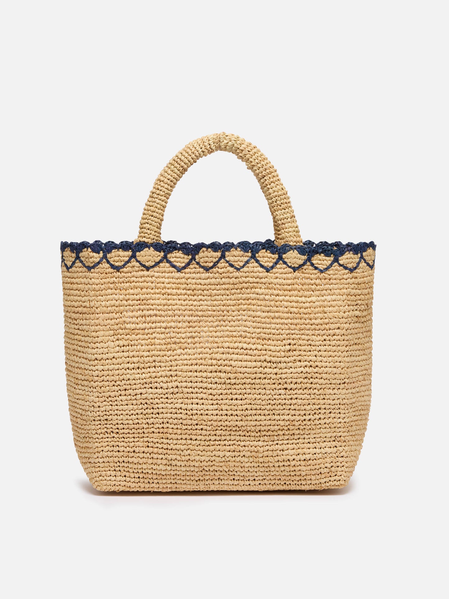 Beige Raffia Mid Strandtasche mit Baumwollbeutel und Herzrand