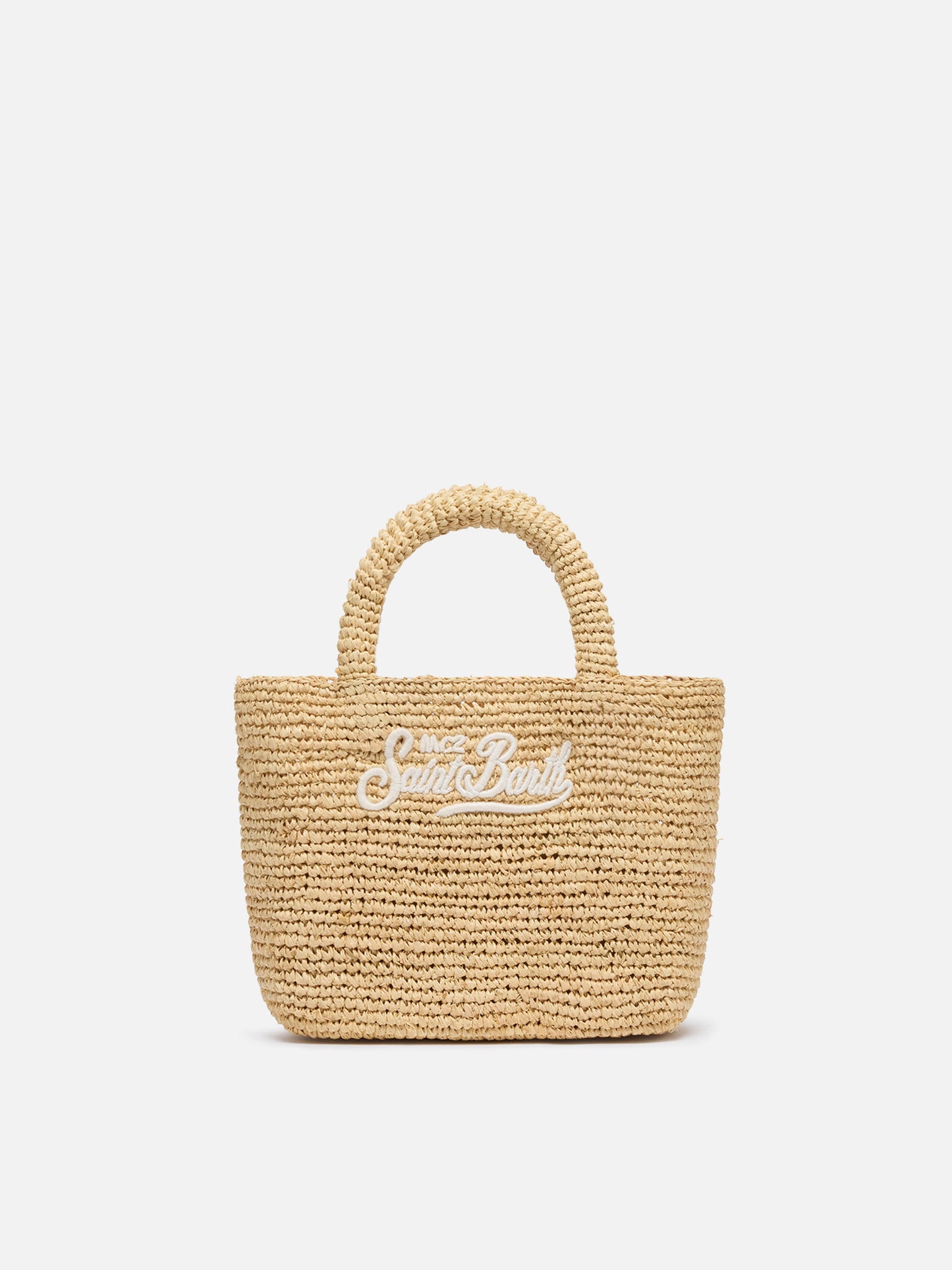 Beige Raffia Mini Beach Bag with cotton pouch