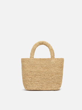 Beige Raffia Mini Beach Bag with cotton pouch