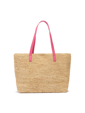 Beige Raffia City Mid bag with Saint Barth embroidered logo - MC2 Saint Barth