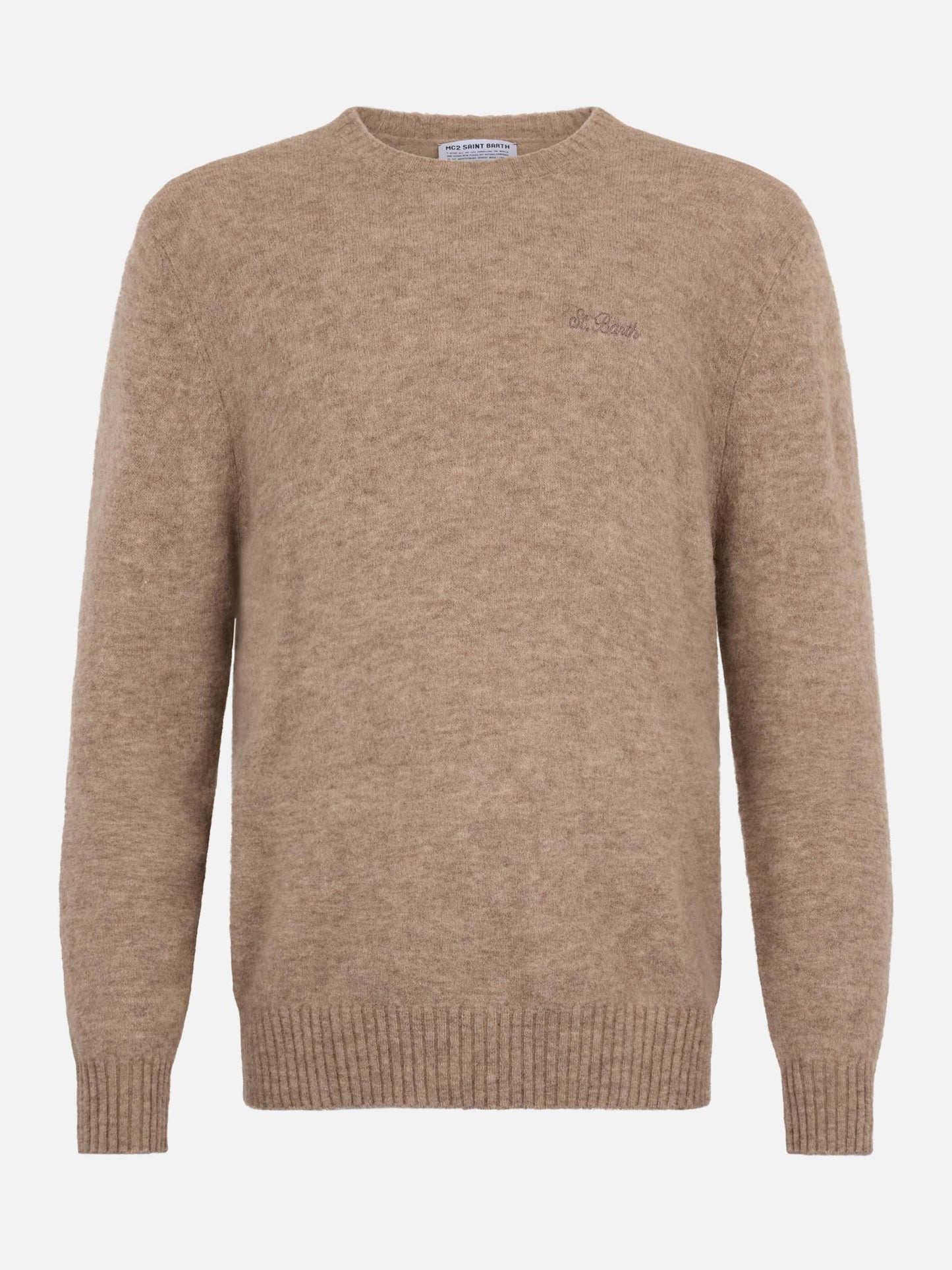 Man crewneck kaki stretch alpaca sweater Regent - MC2 Saint Barth