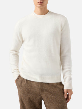 Maglione girocollo Regent in ALPACA STRETCH bianco