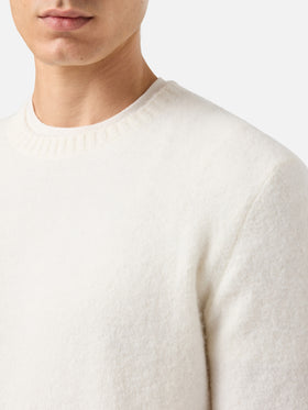Maglione girocollo Regent in ALPACA STRETCH bianco