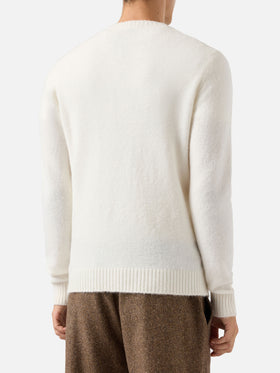 Maglione girocollo Regent in ALPACA STRETCH bianco