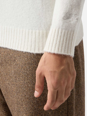 Maglione girocollo Regent in ALPACA STRETCH bianco