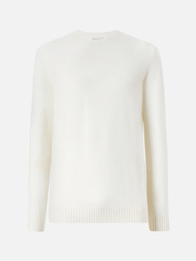 Maglione girocollo Regent in ALPACA STRETCH bianco