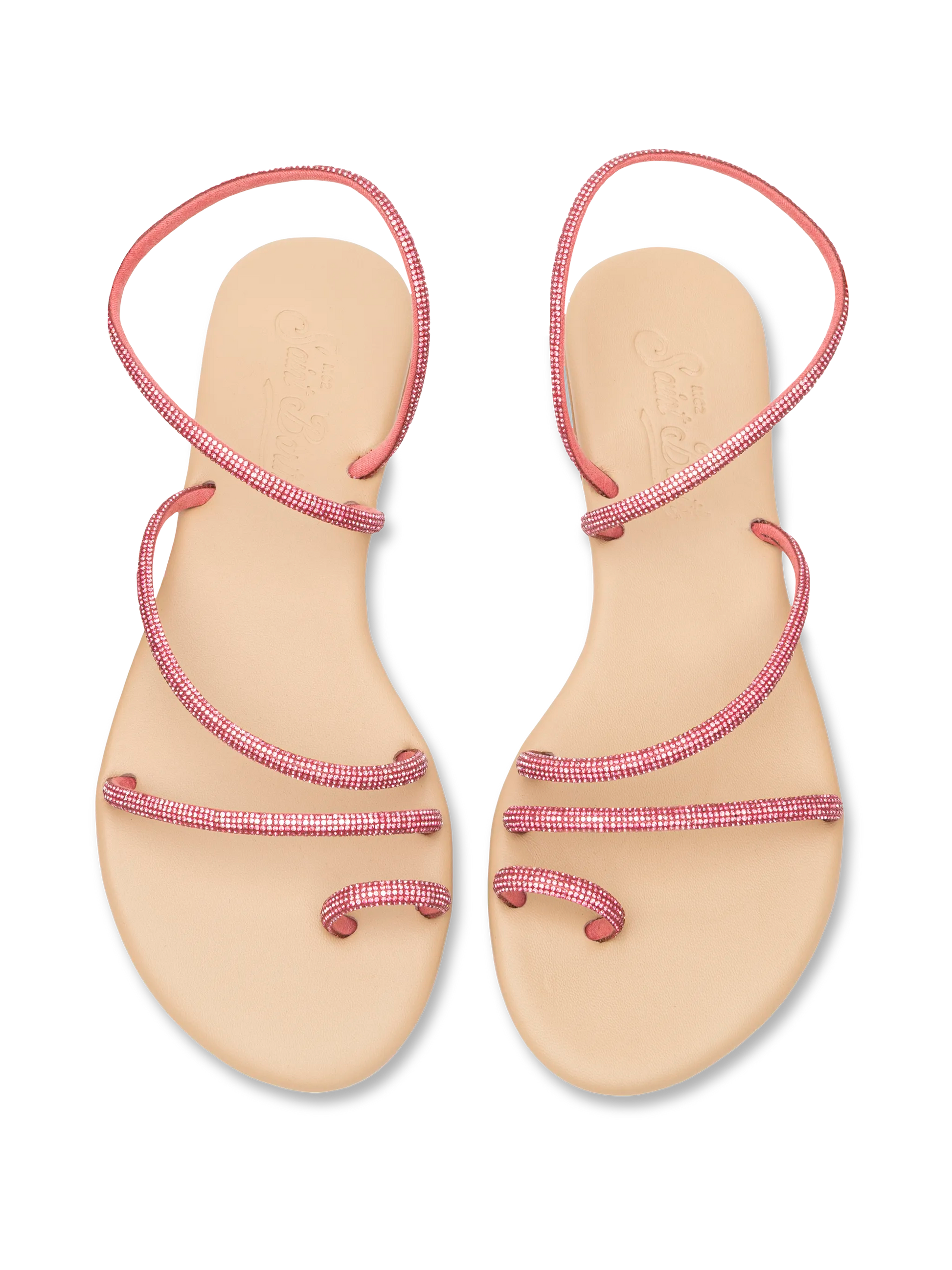 Flat Ring Sandals with fuchsia rhinestones - MC2 Saint Barth