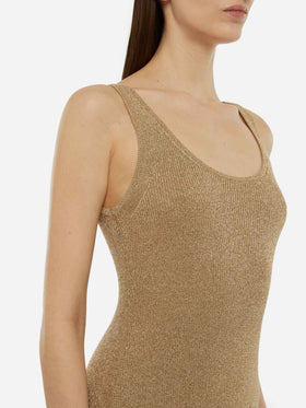 Ronan gold lurex maxi dress - MC2 Saint Barth