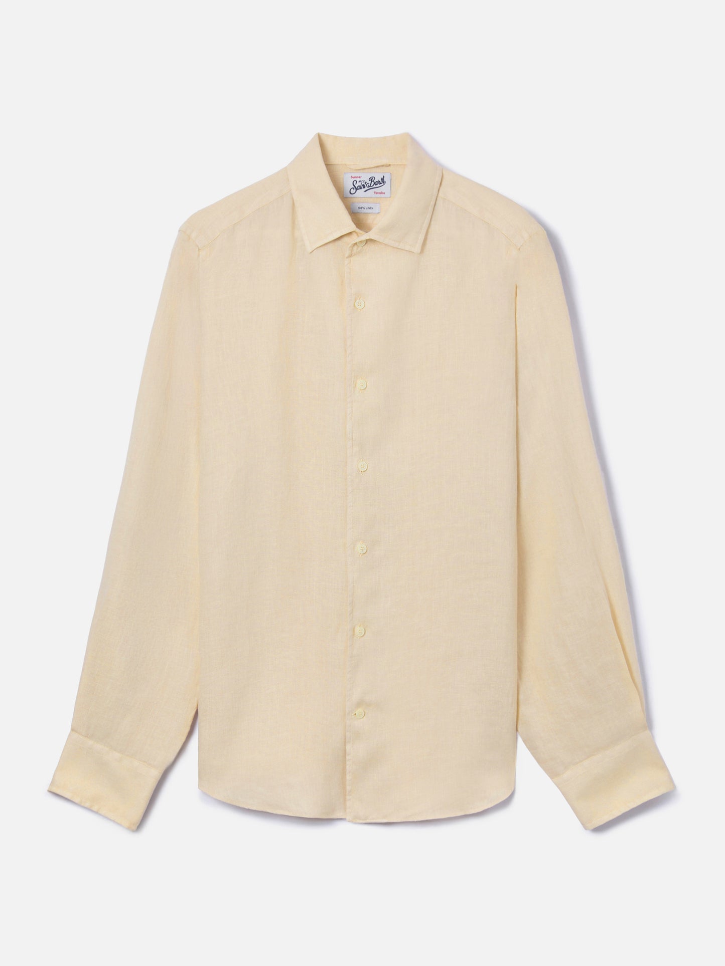 Beige Raphael shirt in linen with mineral garment dyeing
