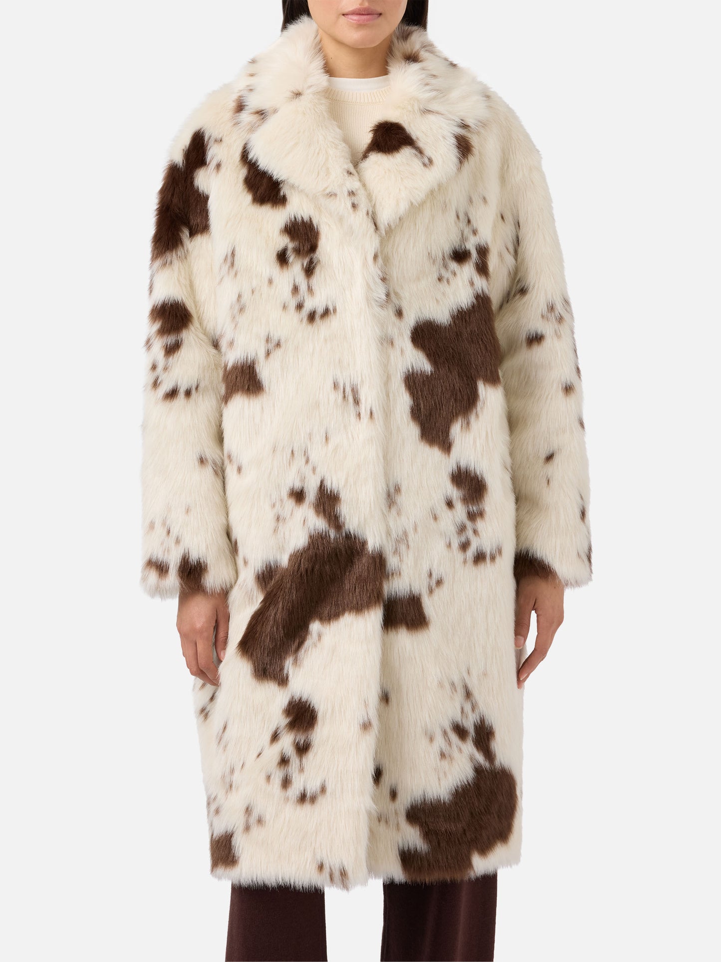 Cappotto Rouge in faux fur con stampa muccata