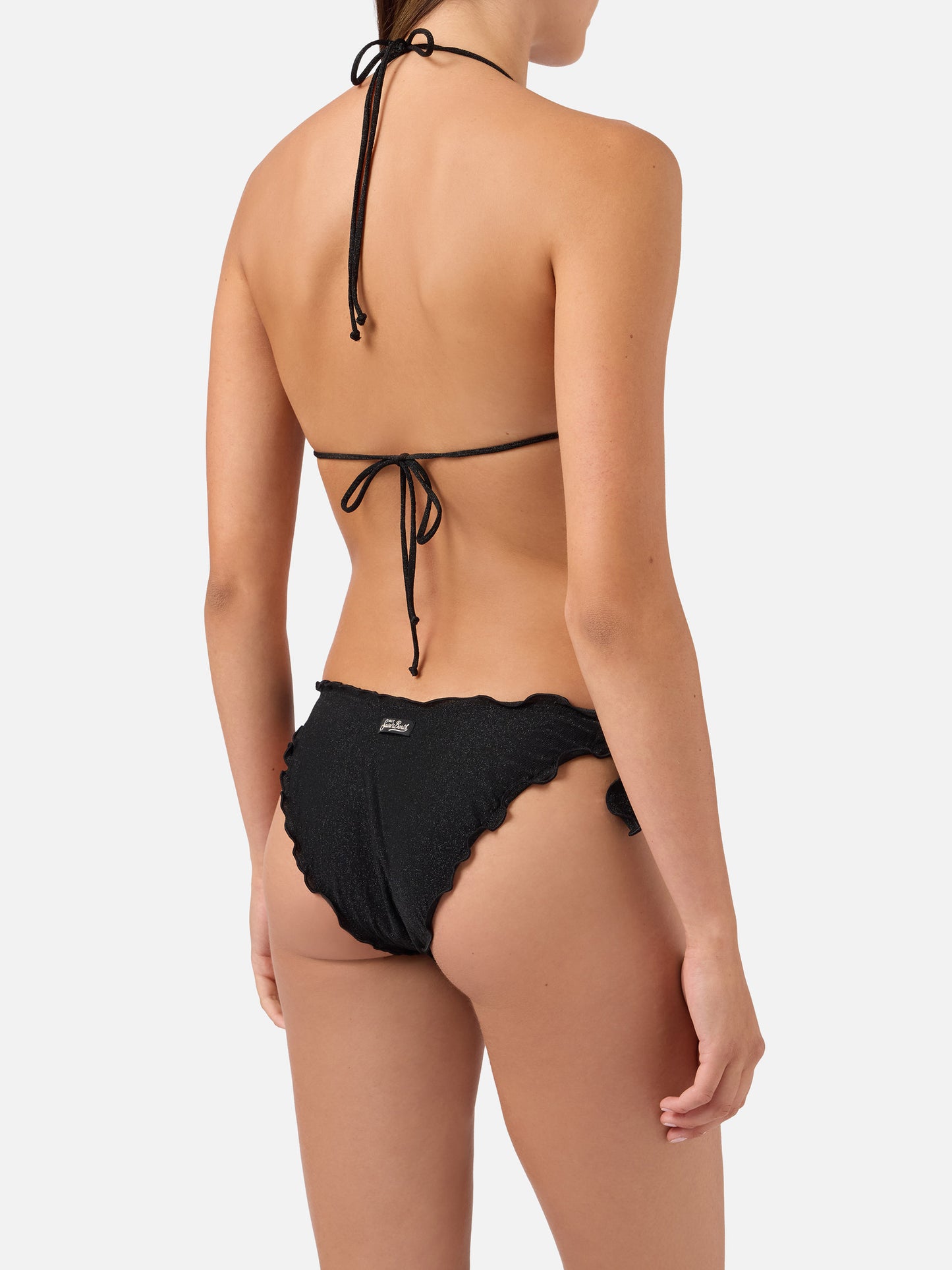 Bikini triangular Sagittarius Moon en lurex negro