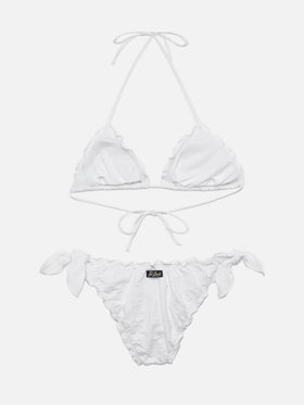 Klassischer Triangel-Bikini Sagittarius Moon aus weißer Sangallo-Spitze