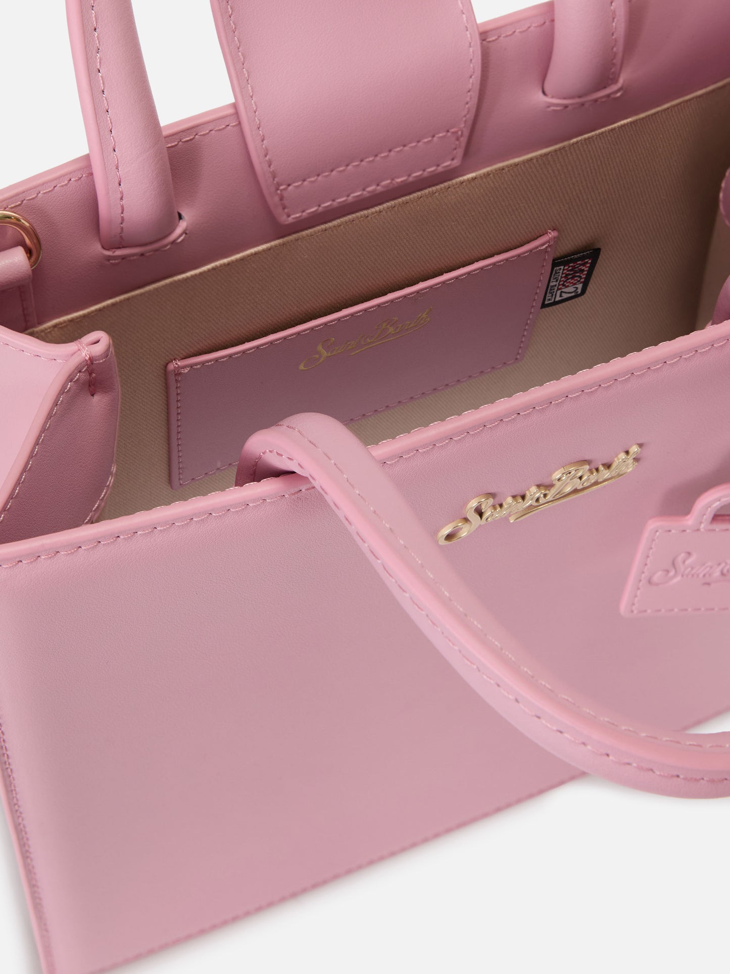 Structured Shop Midi bag in pink smooth leather with metal tag