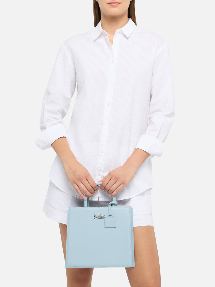 Shop Bag Midi in light blue leather