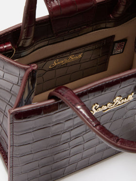 Borsa a mano Shop Bag Mini in pelle stampa cocco bordeaux