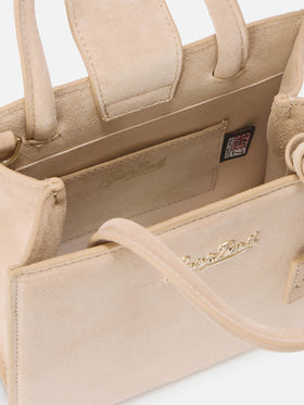 Shop Bag Mini Handbag in beige suede leather