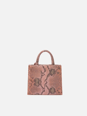 Borsa a mano Shop Bag Mini in pelle con stampa pitonata rosa