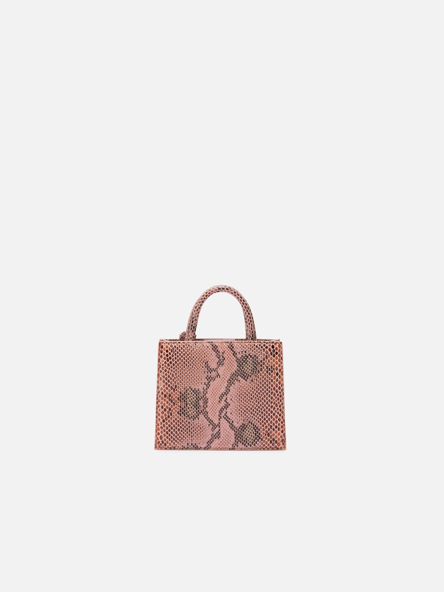 Borsa Shop Bag Micro in pelle con stampa pitonata rosa