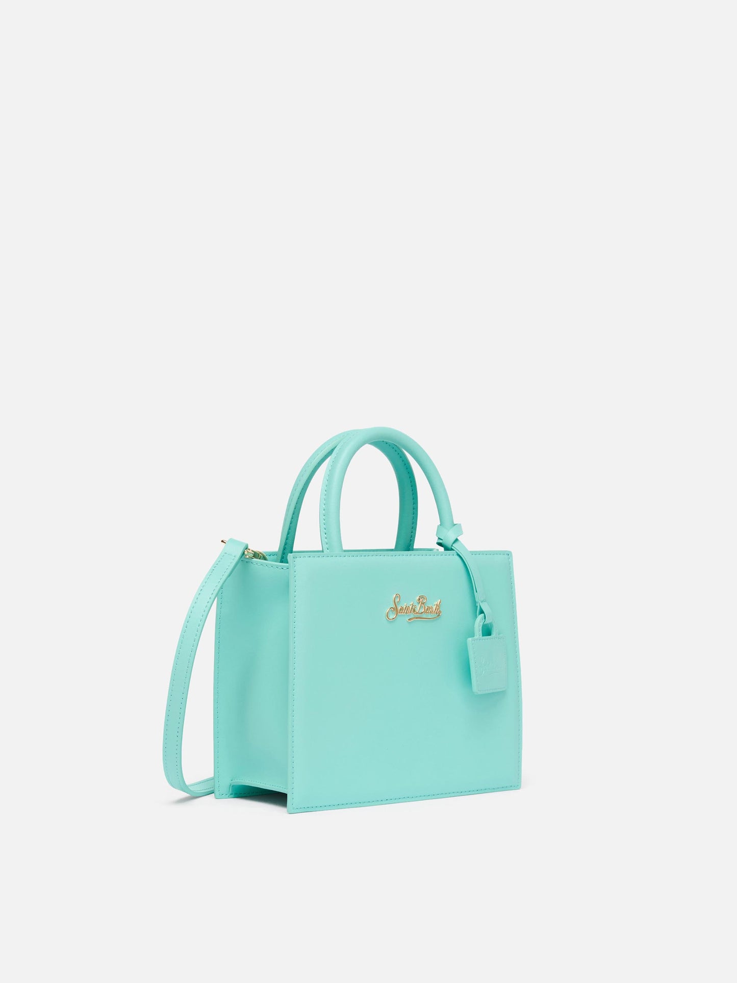 Shop Bag Mini in pelle verde acqua