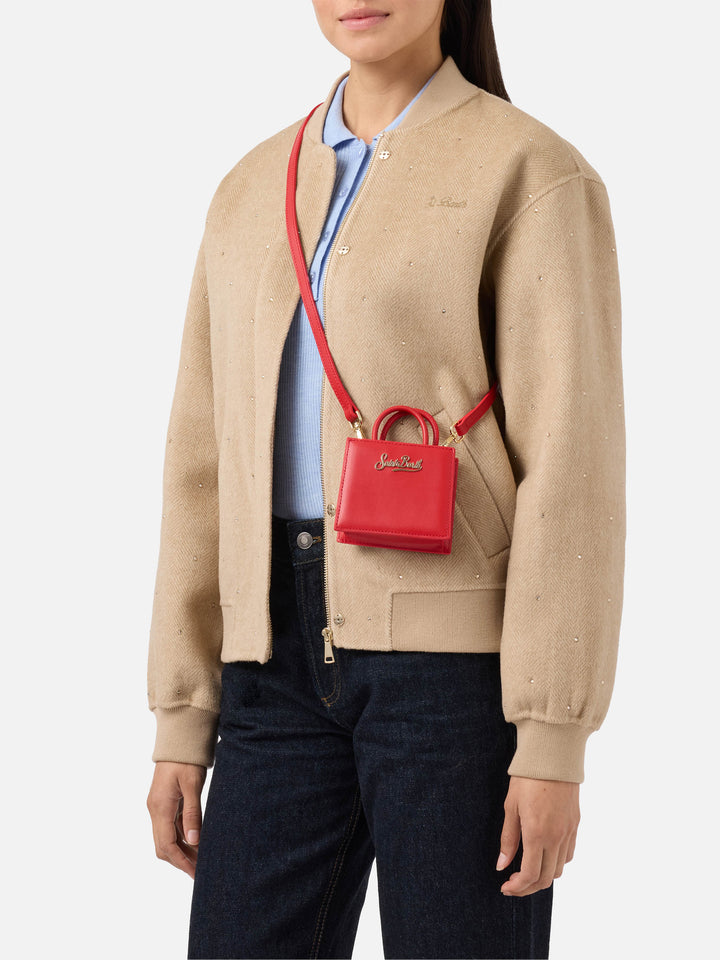 Borsa Shop Bag Micro in pelle rossa