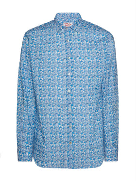 Man muslin cotton shirt Sikelia with mushroom print - MC2 Saint Barth