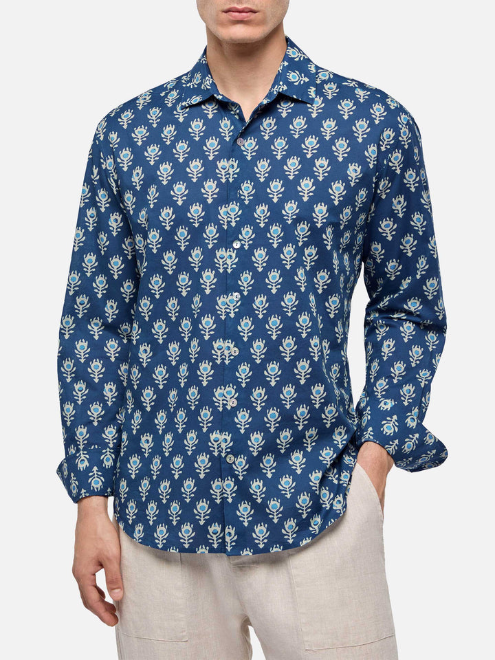 Muslin cotton shirt Sikelia with boho print