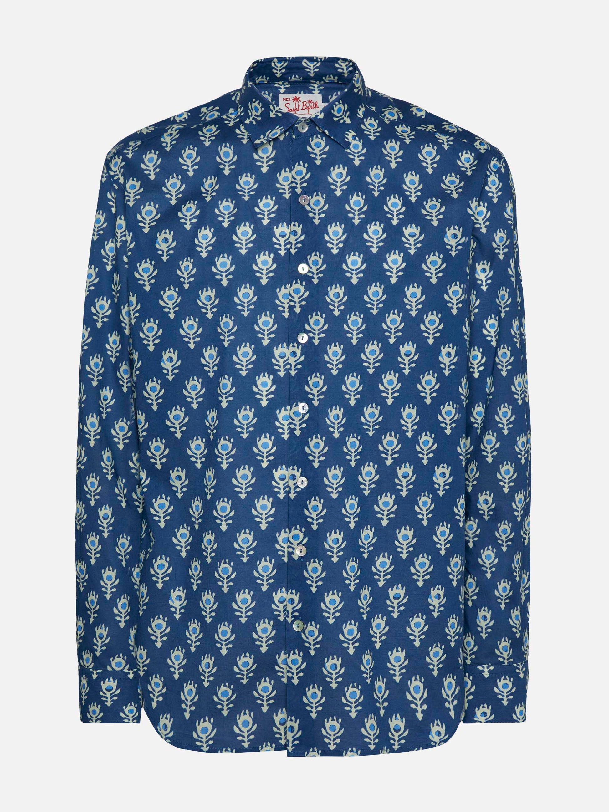 Muslin cotton shirt Sikelia with boho print - MC2 Saint Barth