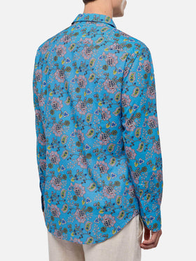 Muslin cotton shirt Sikelia with boho print - MC2 Saint Barth