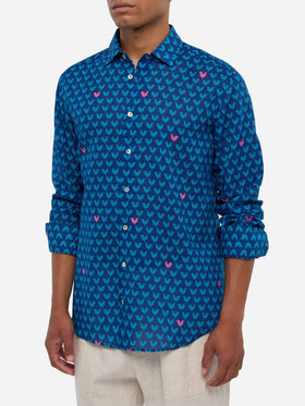 Man muslin cotton Sikelia shirt with rooster print