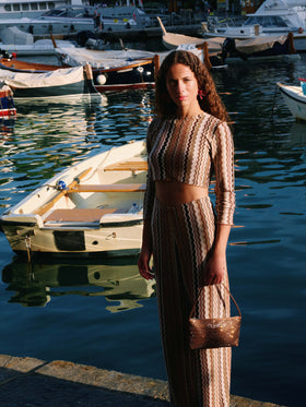 Siviglia raschel knit cropped t-shirt