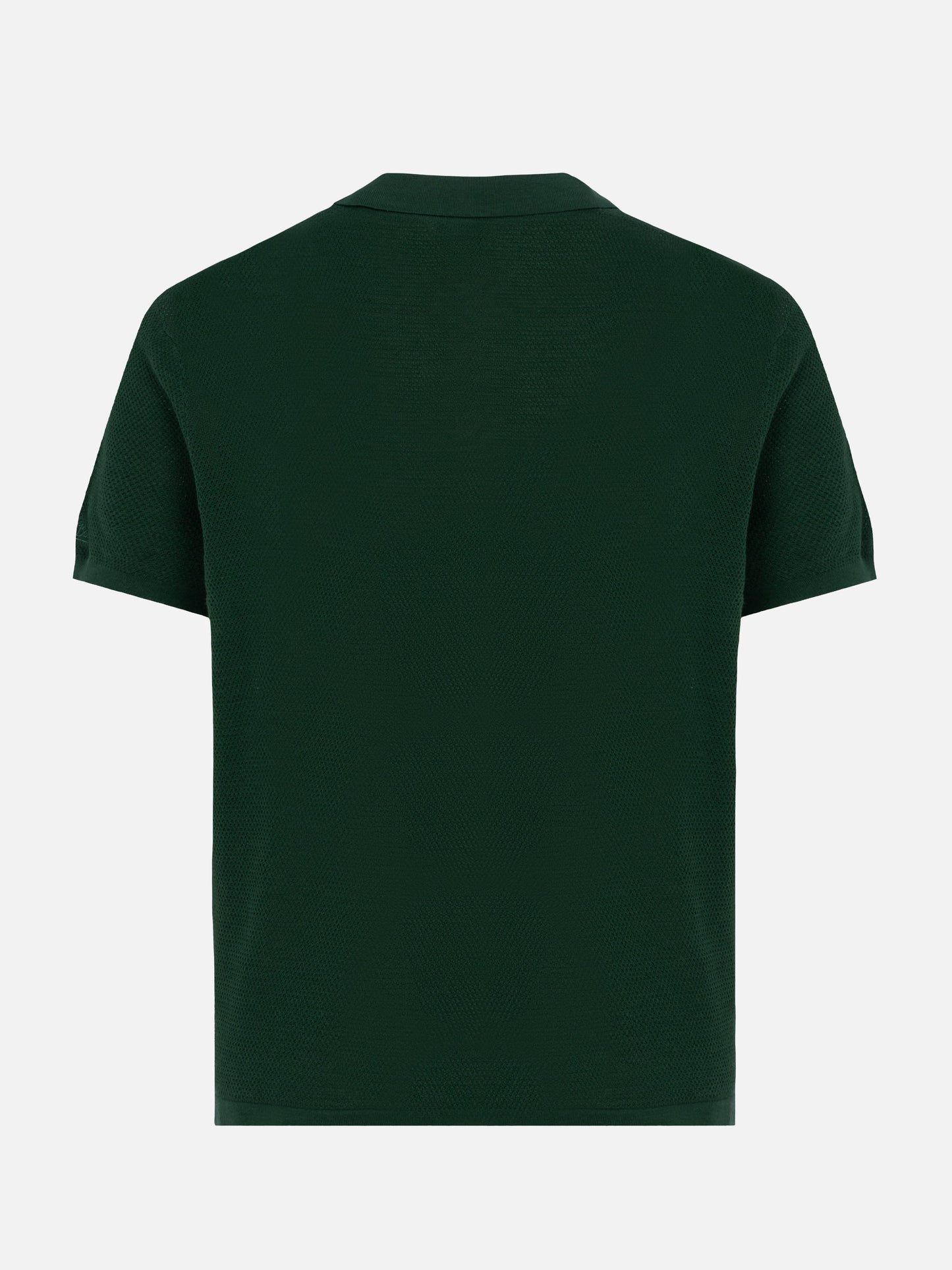 Sloan green buttonless mesh knitted polo shirt