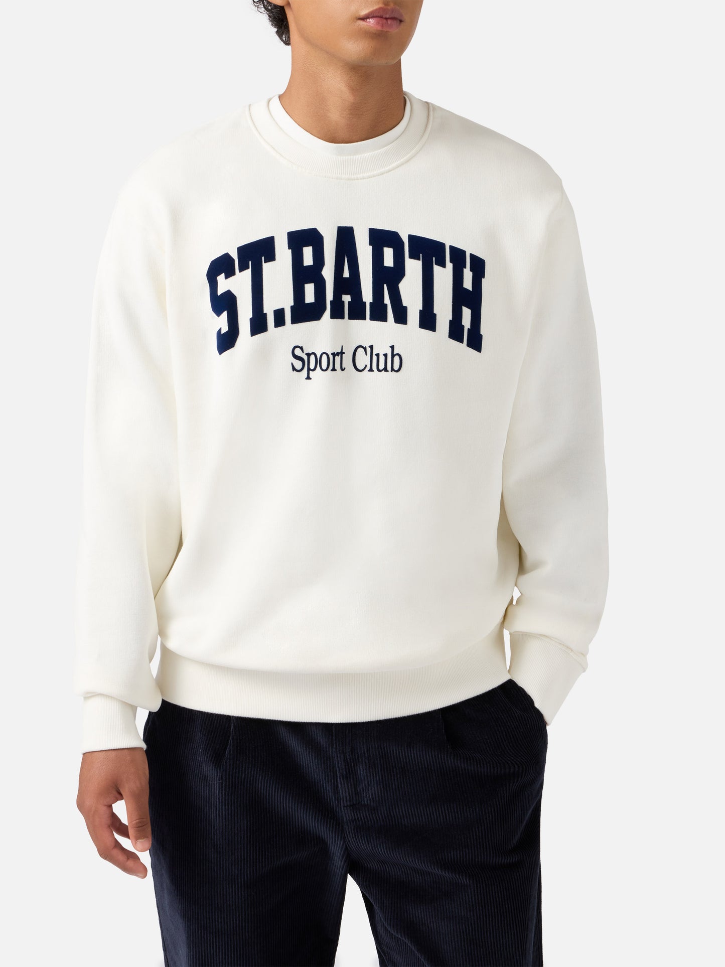 Felpa Soho in cotone bianco con stampa flock St. Barth sport club