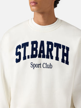 Felpa Soho in cotone bianco con stampa flock St. Barth sport club
