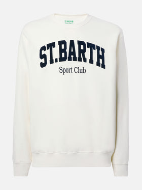 Felpa Soho in cotone bianco con stampa flock St. Barth sport club