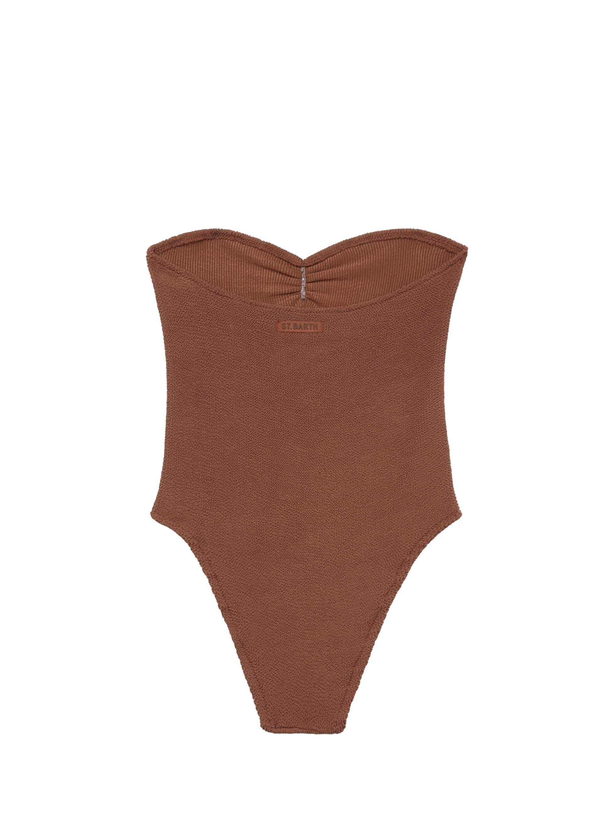 Soleil brown crinkle strapless one-piece swimsuit - MC2 Saint Barth