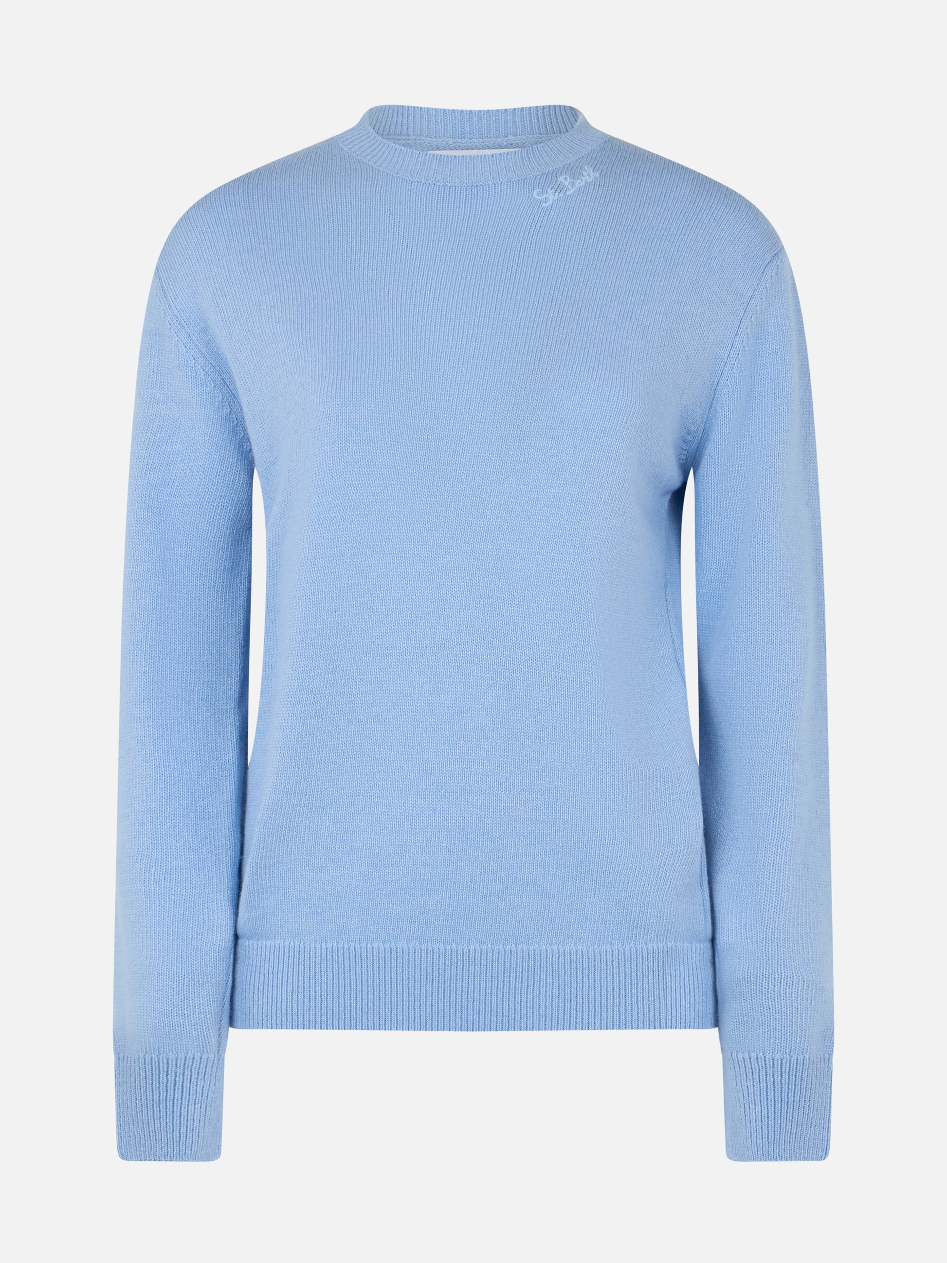 Woman light blue cashmere blend sweater Sorbonne - MC2 Saint Barth