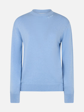 Woman light blue cashmere blend sweater Sorbonne - MC2 Saint Barth