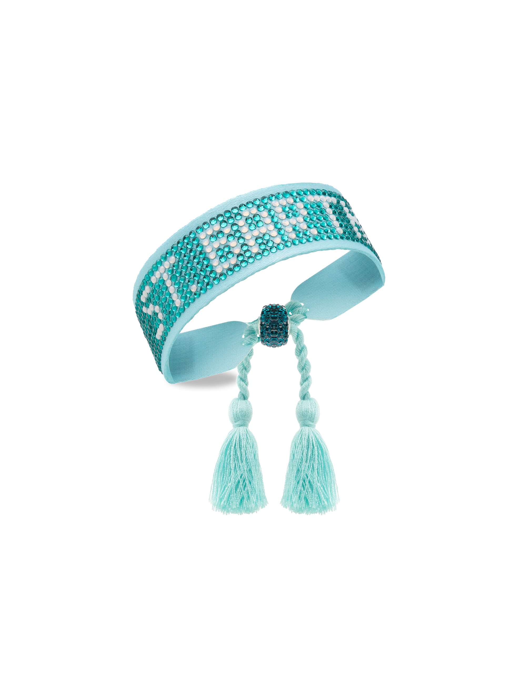 Water green rhinestones bracelet with St. Barth lettering - MC2 Saint Barth